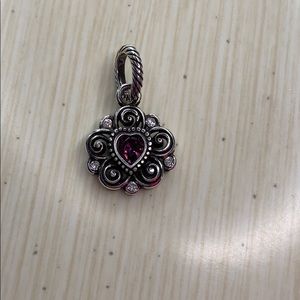 Brighton Silver Flower Heart Birthstone Charm
